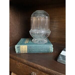 Vintage 1970s Homco Glass Fairy Lamp Clear Ribbed Glass Candle Holder